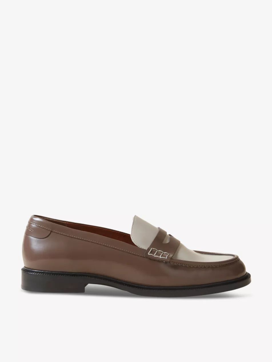 Contrast-panel slip-on leather loafers | Selfridges