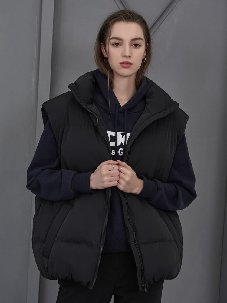DAZY Solid Zip Up Winter Coat | SHEIN