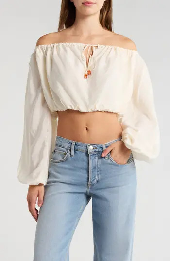 KITTENISH Off the Shoulder Bubble Hem Top | Nordstrom | Nordstrom