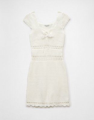AE Ruched Crochet Sweater Mini Dress | American Eagle Outfitters (US & CA)