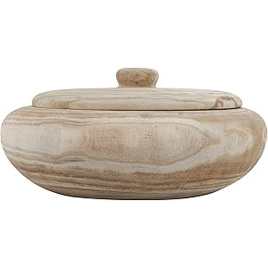 Creative Co-Op Decorative Natural Paulownia Lid Wood Container, 11.5 Inch Round, Brown | Amazon (US)