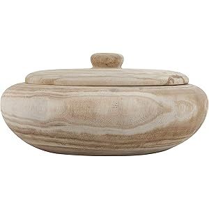 Creative Co-Op Decorative Natural Paulownia Lid Wood Container, 11.5 Inch Round, Brown | Amazon (US)