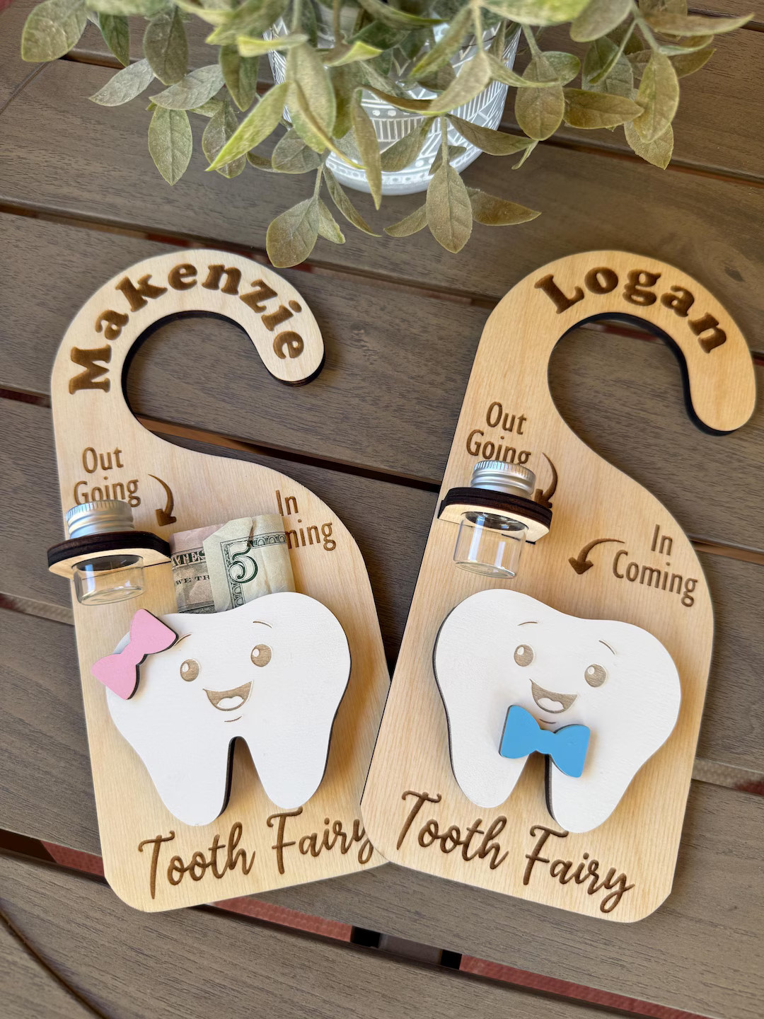 Personalized Tooth Fairy Door Hanger, Custom Name Tooth Holder With Jar and Money Slot, Kids Toot... | Etsy (US)