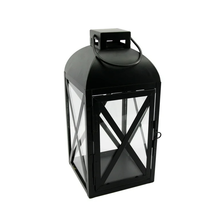 Mainstays Medium Black Metal Candle Holder Lantern - Walmart.com | Walmart (US)