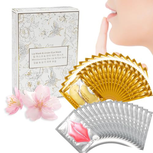 30 Pcs Lip Masks & Under Eye Masks, 24K Gold Gel Crystal Collagen Under Eye Patches for Puffy Eyes and Dark Circles, Effectively Moisturizing the Lip & Eye Skin, Reducing Wrinkles & Fine Lines | Amazon (US)