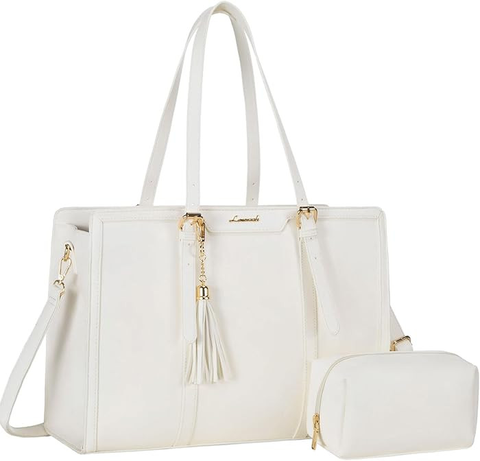 LOVEVOOK Laptop Bag for Women 15.6 inch Lightweight Leather Laptop Tote Bag, Large Capacity Compu... | Amazon (US)