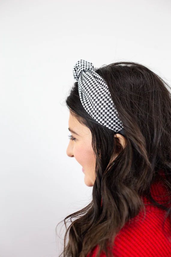 Black and White Houndstooth Top Knot Headband  Grace & | Etsy | Etsy (US)