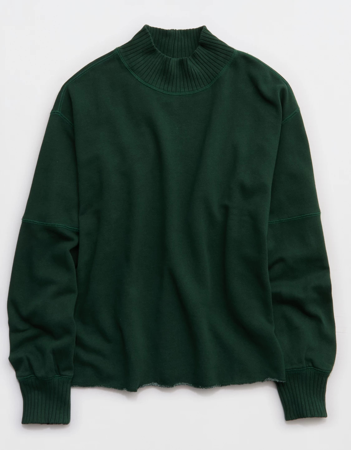 Aerie Layover Mock Neck Sweatshirt Women's Rugged Green XL | Aerie