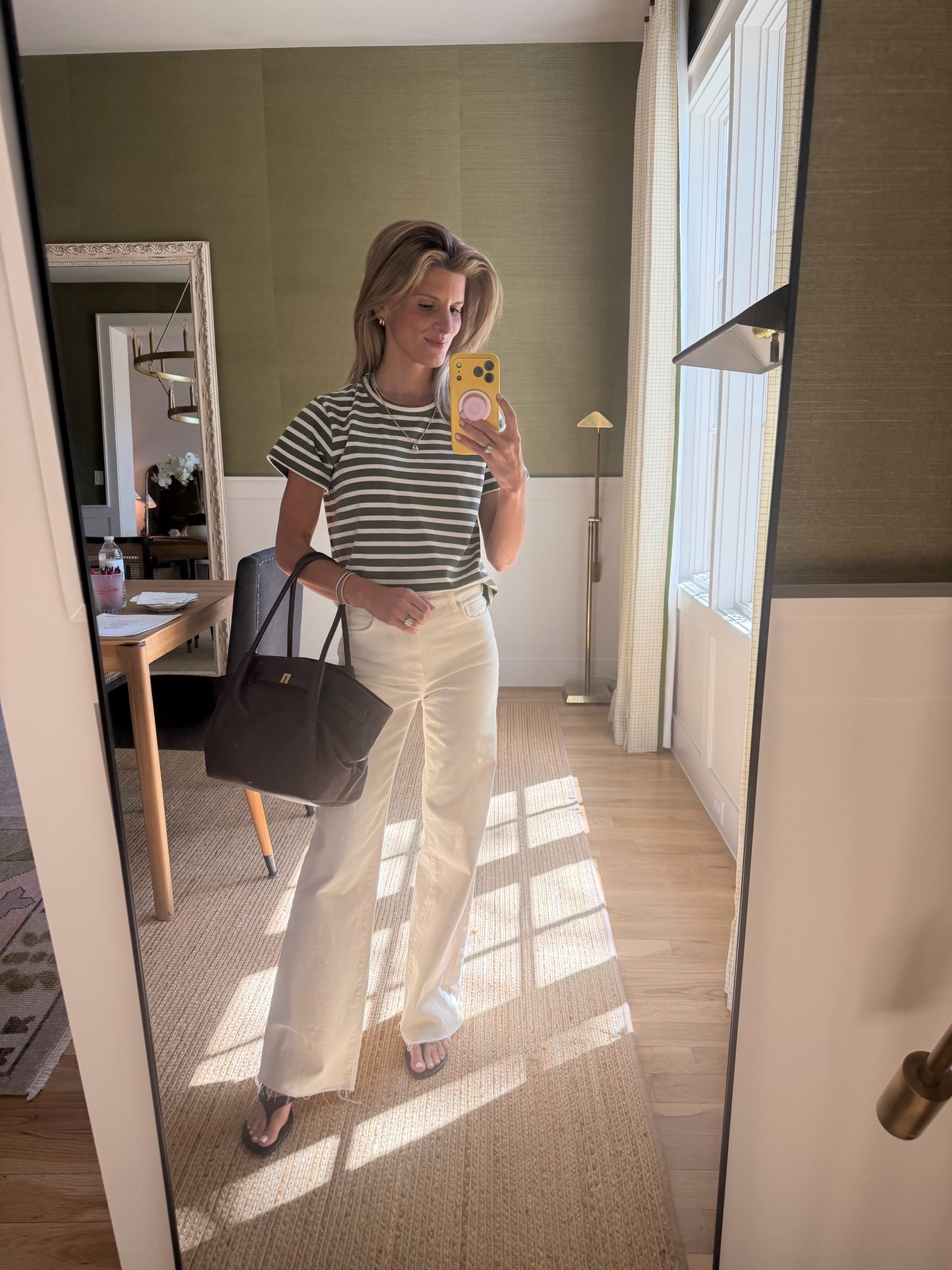 Paige Anessa high waisted raw hem jeans and Tuckernuck striped top. Zara brown kitten heels.

#LTKootd #LTKmomlife