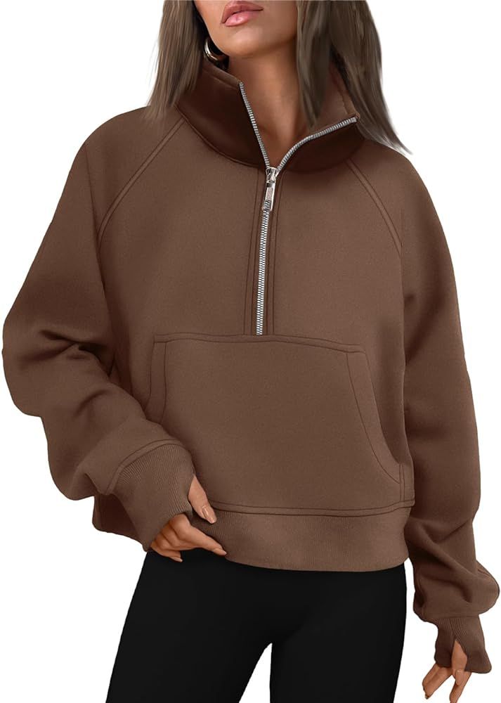 AUTOMET Womens Sweatshirts Half Zip Cropped Pullover Fleece Quarter Zipper Hoodies Fall outfits Clot | Amazon (US)