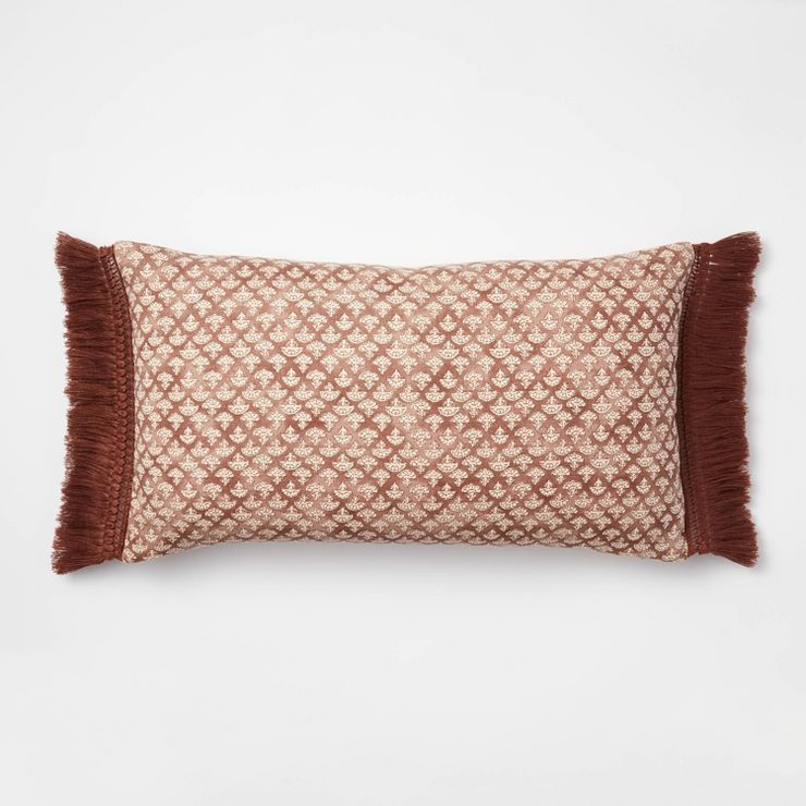 Oversized Mini Block Print Lumbar Throw Pillow Mauve/Cream - Threshold™ designed with Studio Mc... | Target