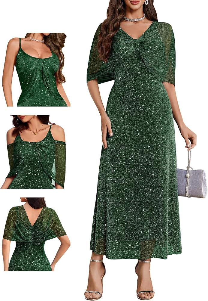 BeryLove Sequin Christmas Formal Mother of The Bride Dress Cocktail Evening Wedding Guest Dresses... | Amazon (US)