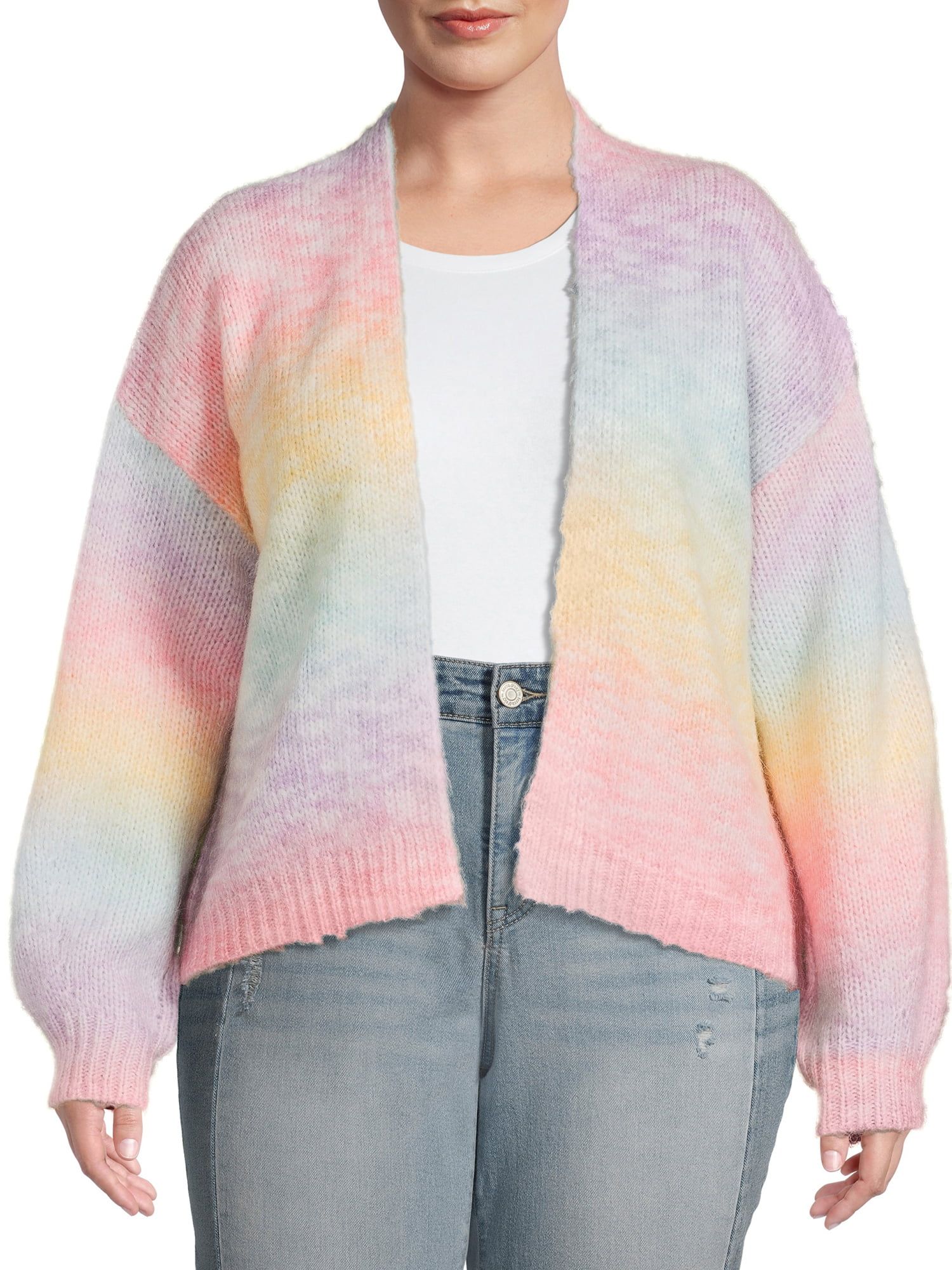 Dreamers by Debut Women's Plus Size Rainbow Marled Cardigan - Walmart.com | Walmart (US)