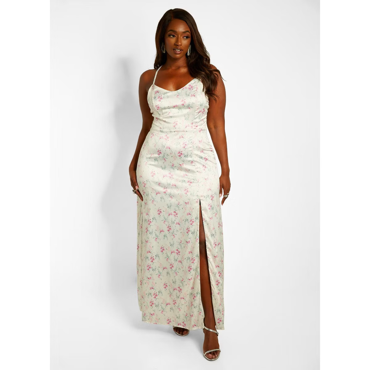 Rebdolls Women's Ashlyn Floral Print Maxi Slip Dress W. Slit | Target