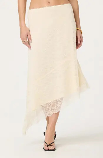 ASTR the Label Asymmetric Lace Midi Skirt | Nordstrom | Nordstrom