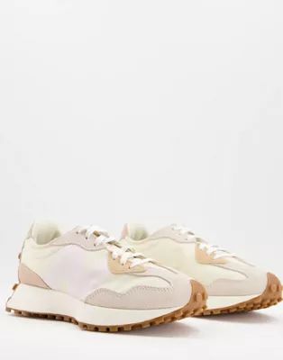 New Balance 327 trainers in oatmeal and pastel pink | ASOS (Global)