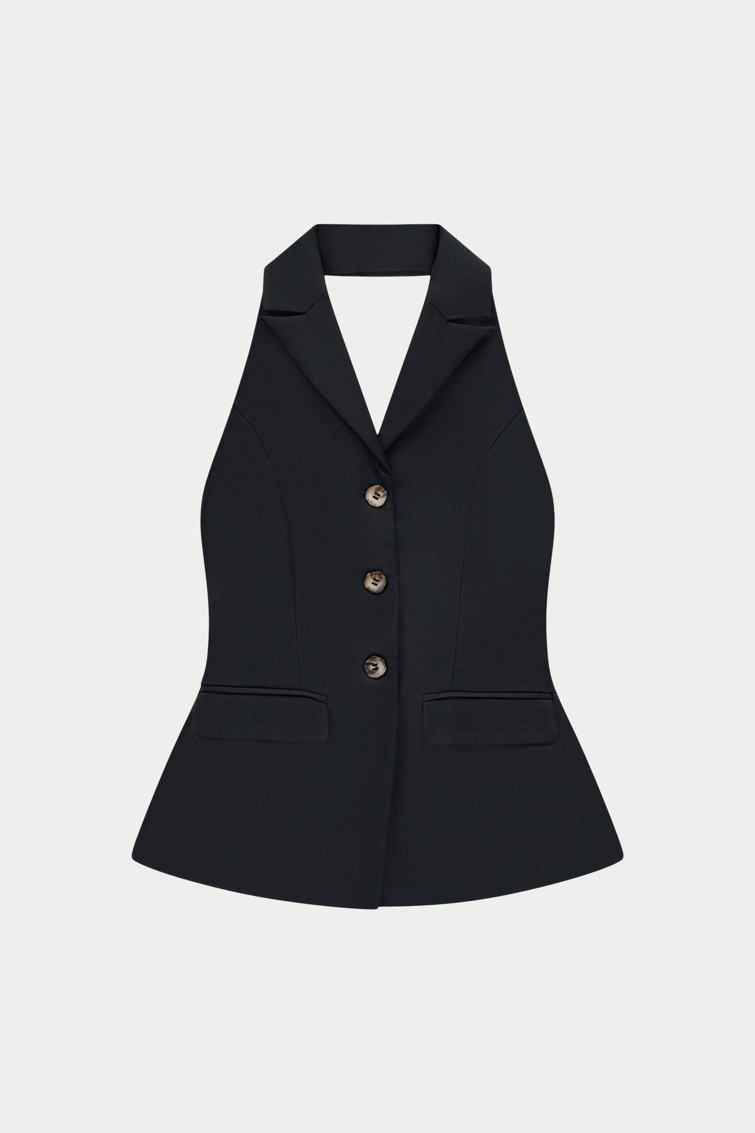 TAILORED HALTERNECK WAISTCOAT - BLACK | The Couture Club
