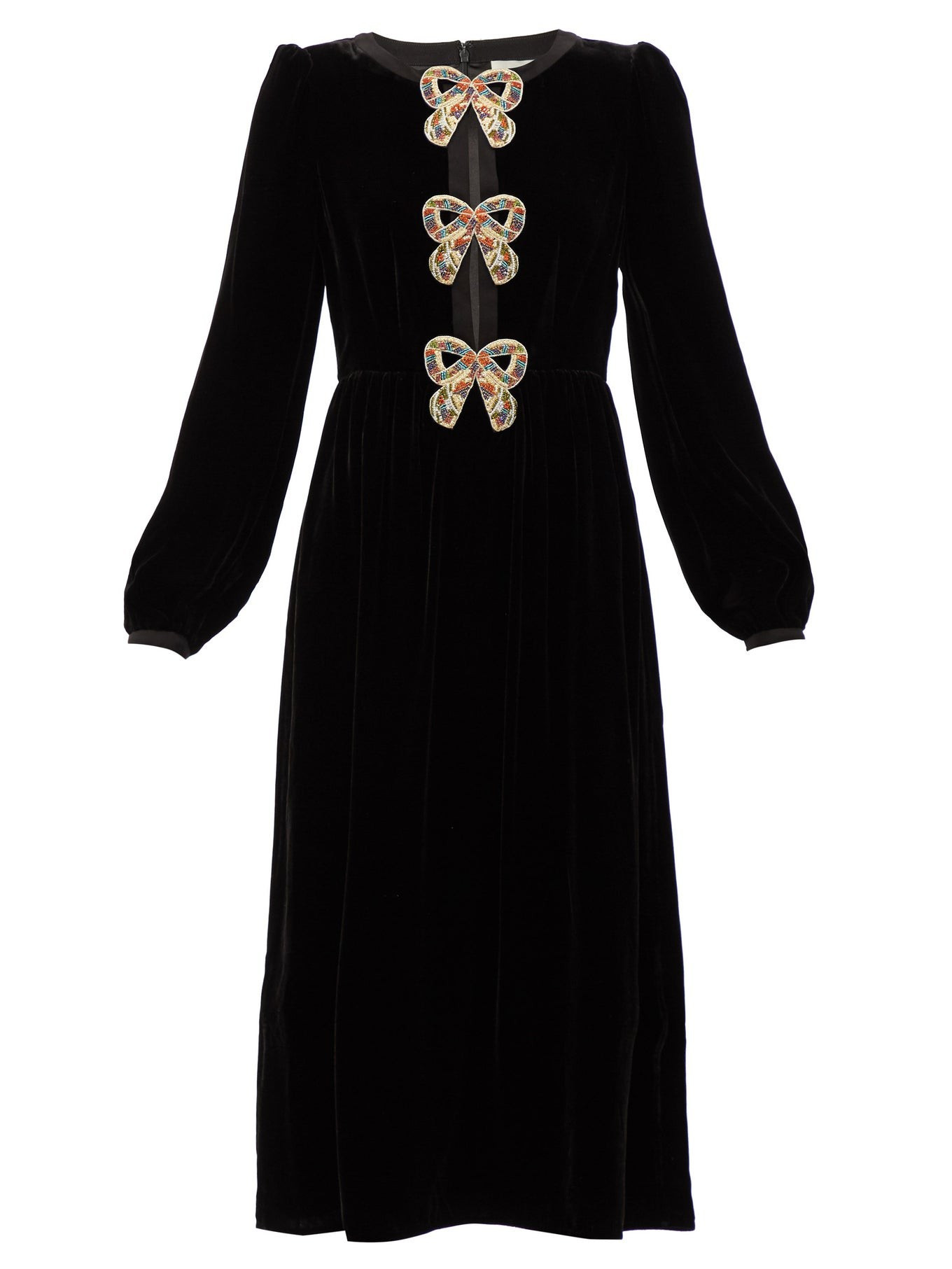 SaloniCamille crystal-bow velvet midi dress | Matches (US)