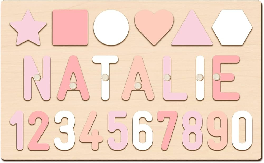 Name Puzzle for Kids Personalized, First Birthday for Baby Boy Girl, Wooden Name Puzzles for Todd... | Amazon (US)