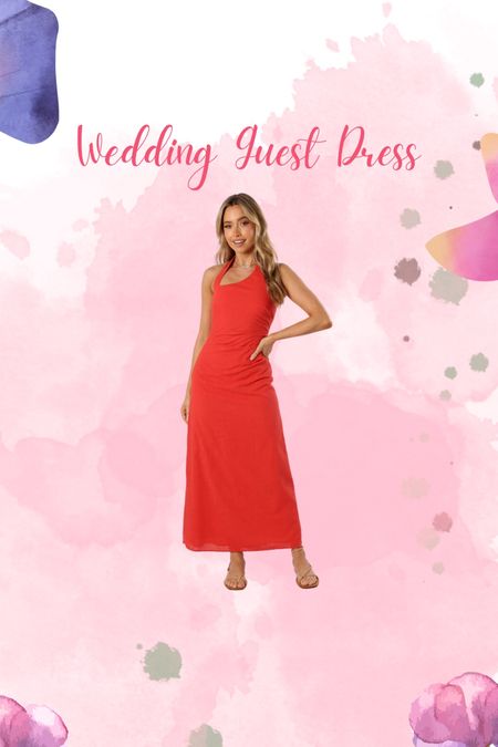Wedding guest dress 
Midi dress 
Red dress 

#LTKSeasonal #LTKStyleTip