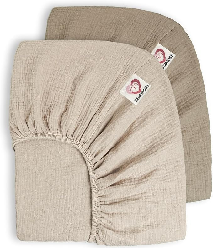 Bearmoss Muslin Crib Sheets 100% Cotton Baby Crib Sheets Fitted for Standard Crib Mattress & Todd... | Amazon (US)