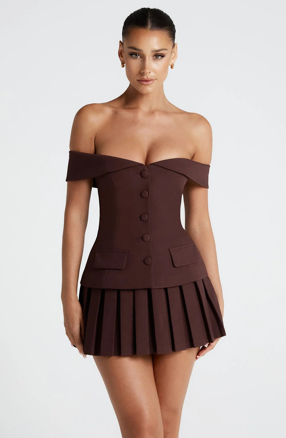 Gretchen Mini Skirt - Plum Brown | Babyboo (global)