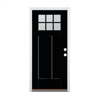 Therma-Tru Entry Door 36-in x 80-in x 4-9/16-in Fiberglass Craftsman Left-hand inswing Black Pain... | Lowe's