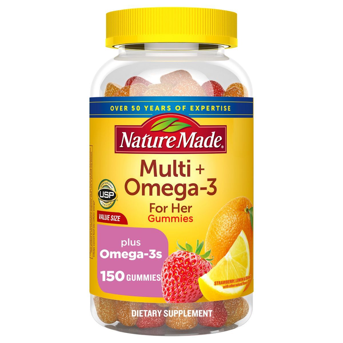 Nature Made Multi for Her + Omega-3 Gummies - Lemon, Orange & Strawberry | Target