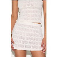 Cream Crochet Detail Mini Skirt, White | PrettyLittleThing UK