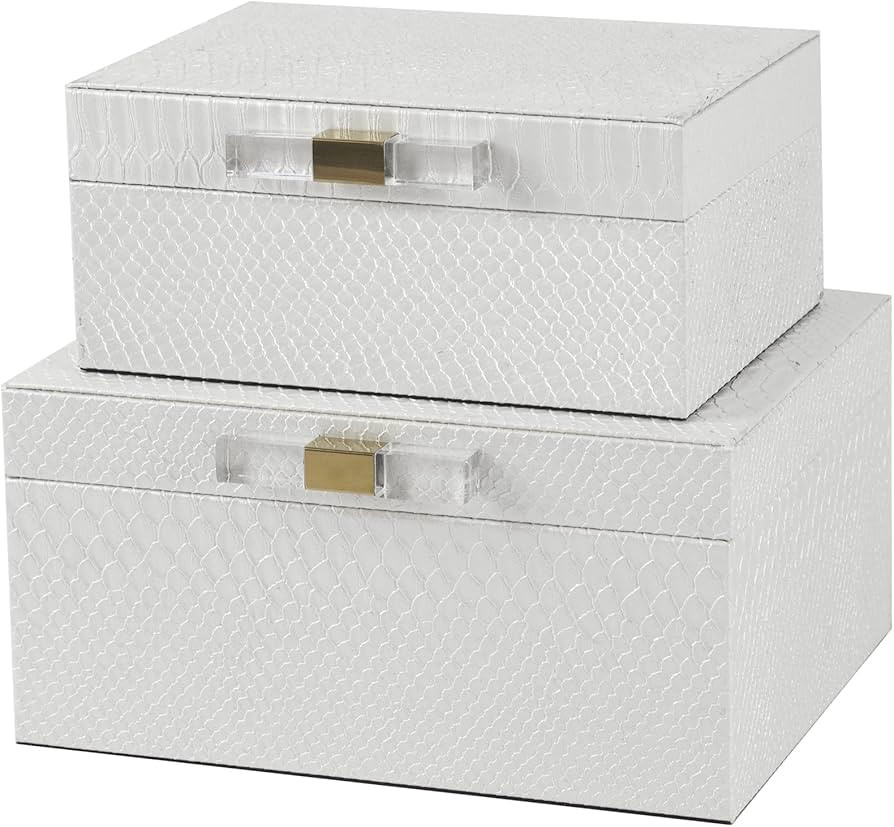 A&B Home Decorative Storage Boxes-Set of 2 Jewelry Boxes,Faux Leather Keepsake Boxes with Lids,Co... | Amazon (US)