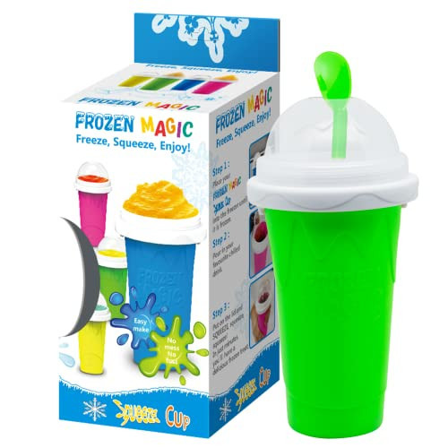 Frozen Magic Slushy Maker Cup, Slushie Cups Maker, Milk Cola Squeeze cup, Magic Quick Freeze Cup, Cooling Cup, Smoothies Cup Ice Cream Machine with Lids and Straws for All Age (green) | Amazon (US)
