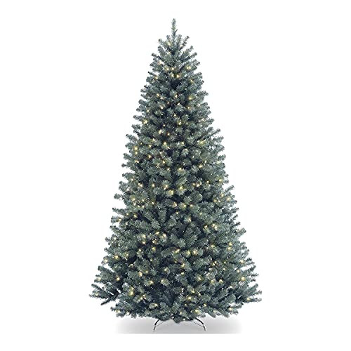 National Tree Company Pre-Lit Artificial Full Christmas Tree, Blue, North Valley Spruce, White Lights, Includes Stand, 7.5 Feet | Amazon (US)