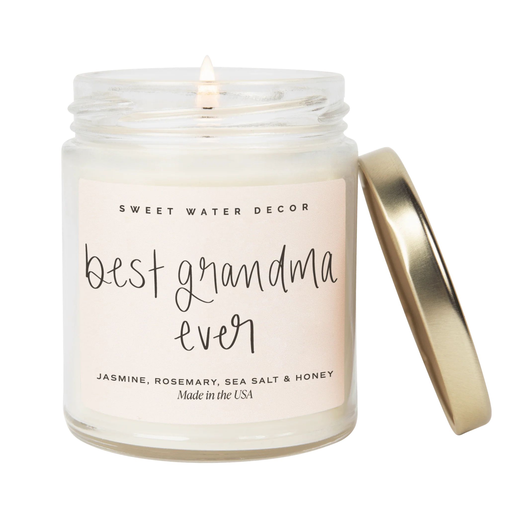 Best Grandma Ever Soy Candle - Clear Jar - 9 oz (Wildflowers and Salt) | Sweet Water Decor, LLC