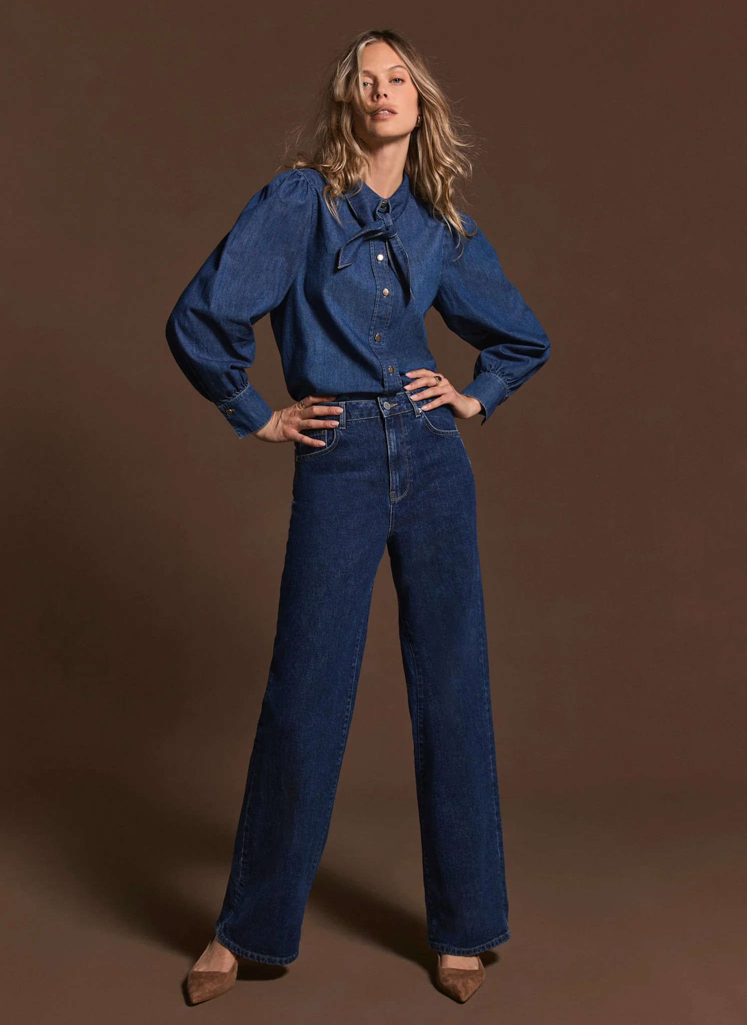 Dark Indigo Workable Wide Jeans | Mint Velvet