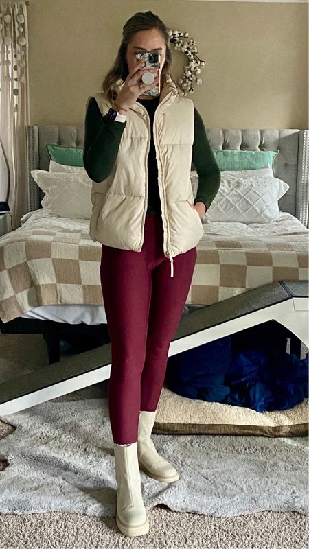 #OOTD for some craft supply shopping and other errands!

Fabletics leggings | cold weather leggings | old navy fashion | puffer vest | white puffer vest | winter outfit | Athleta fashion | green long sleeve top | cozy socks | Sam Edelman boots | white Chelsea boots | Amazon fashion | winter outfit idea | outfit for running errands | altheisure wear | athleisure outfit

Leggings - size medium long
Top - size medium
Vest - medium tall
Boots - size 11

#LTKmidsize #LTKstyletip #LTKSeasonal