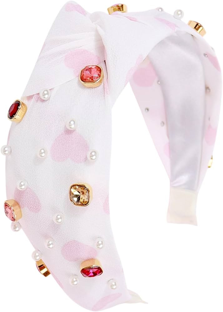 1pcs Light Pink Valentine Headband Romantic Hearts Knotted Headbands Valentine Head Bands with Ge... | Amazon (US)