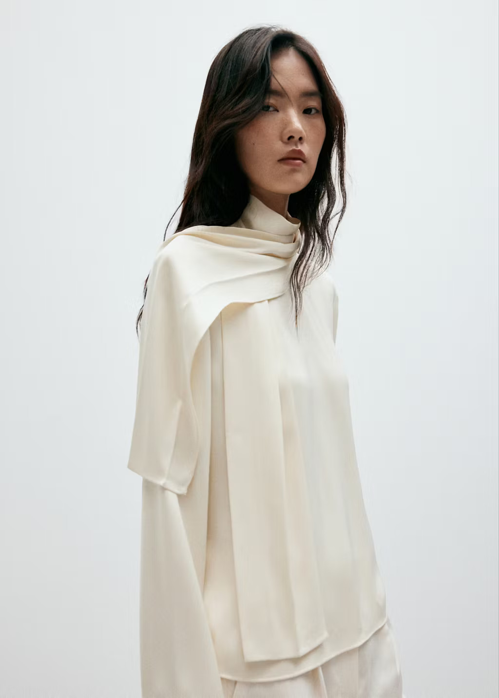 High-neck blouse with scarf detail | Mango (US/MX/AU)