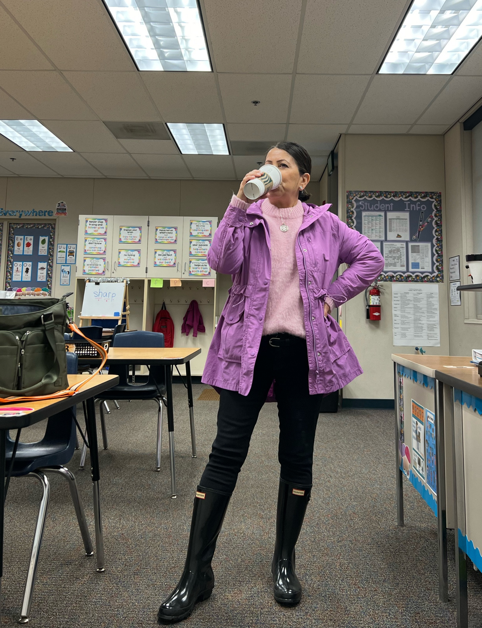 Rainy day outfit ☔️

magenta rain jacket | pink sweater | black jeans | black kid’s hunter boots | 

#LTKSeasonal #LTKover40 #LTKstyletip