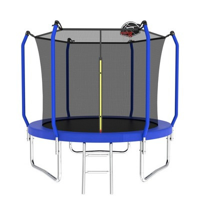 HTUTWOO 10FT Trampoline, Reinforced Type Outdoor Trampoline with Enclosure Net, Basketball Hoop, and 6 High Safety Guard Posts for Kids and Adults | Target