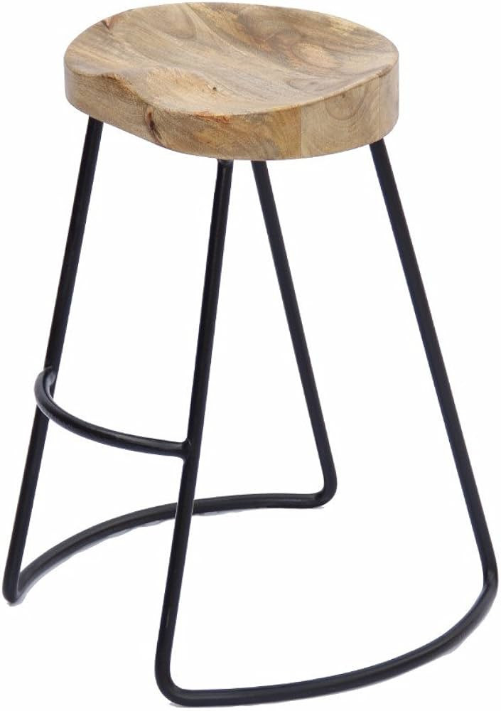 The Urban Port Wooden Saddle Seat Barstool with Tubular Metal Base, Small, 24-Inch | Amazon (US)