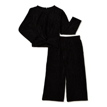 Wonder Nation Baby and Toddler Girl Holiday Top and Pants, 2 Piece Set, Sizes 12 Months-5T | Walmart (US)