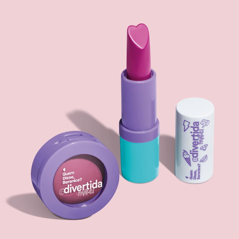 Combo QDB Divertida Make!: Blush Cremoso 2,3g + Batom Cremoso Lilás Contagiante 3,5g | QuemDisseBerenice (BR)