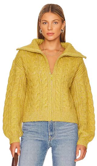 Beth Zip Cardigan in Citron | Revolve Clothing (Global)