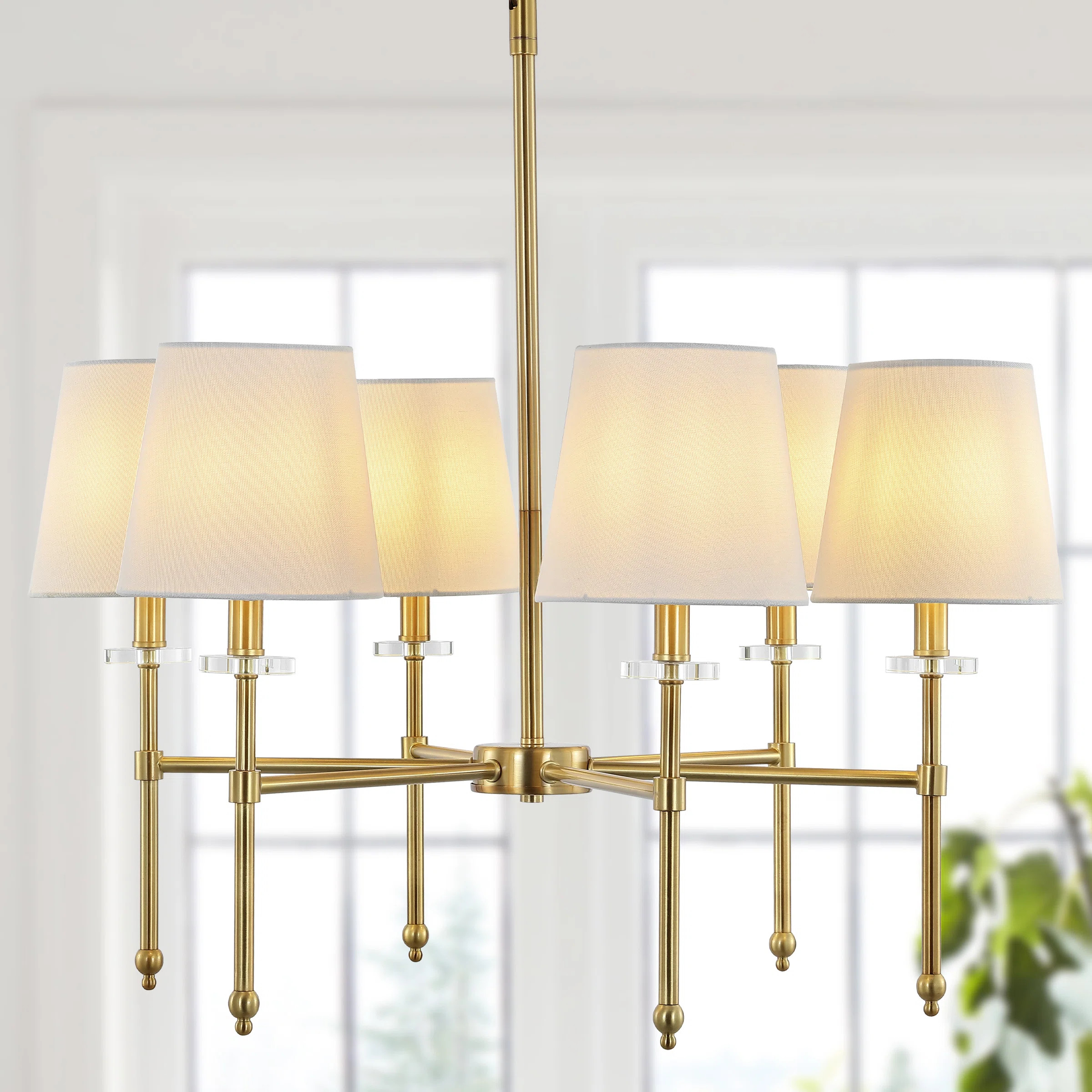 Everly Quinn Cillian 27" 6-Light Mid-Century Modern Iron LED Chandelier, Brass Gold & Reviews | W... | Wayfair North America
