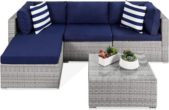 Best Choice Products 5-Piece Modular Conversation Set, Outdoor Sectional Wicker Furniture for Pat... | Amazon (US)