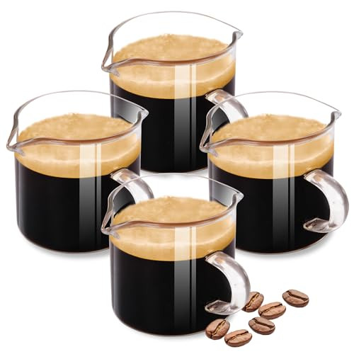 Espresso Cups 4-Piece set, 4 OZ Double Spout Cup with Handle, Espresso Shot Glass with V-Shaped S... | Amazon (US)