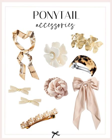 Ponytail accessories I'm loving for spring. I love this hair scarf and oversized bow clip. 

#LTKstyletip #LTKSeasonal #LTKbeauty