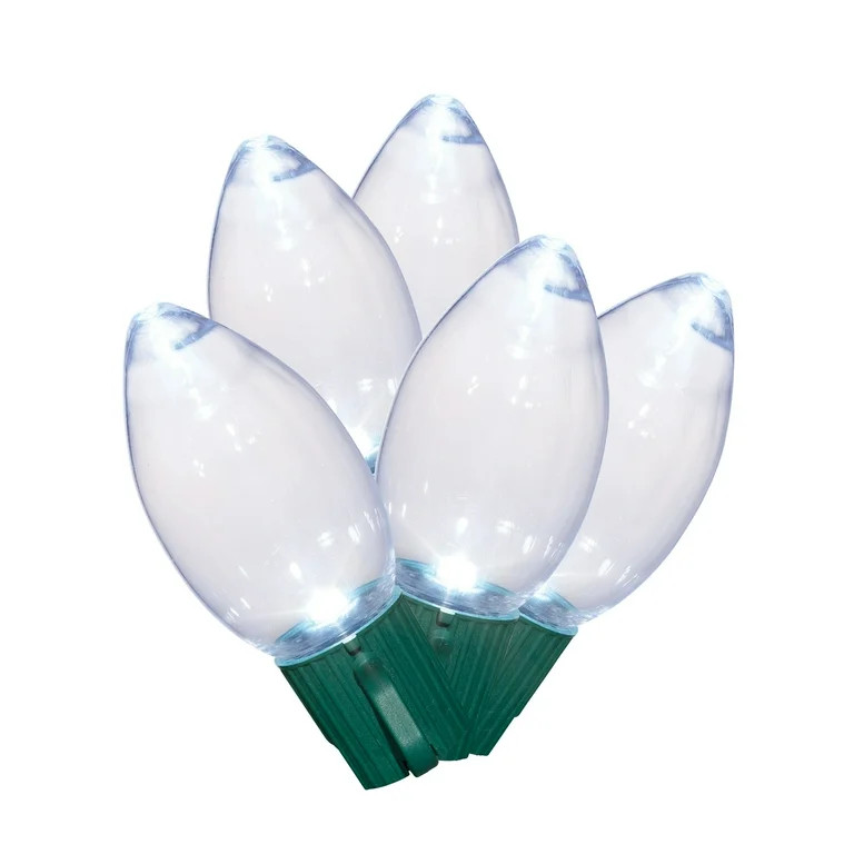 Indoor/Outdoor 25-Count Ultra Bright LED C9 Christmas Lights, Cool White, 14', Holiday Time | Walmart (US)