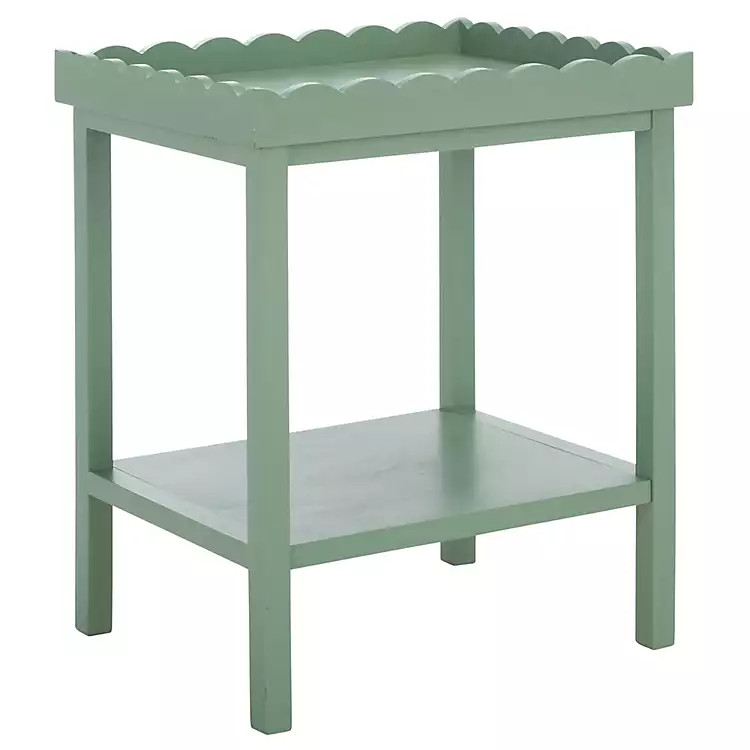 Green Scalloped Edge Cottage Lilly Accent Table | Kirklands