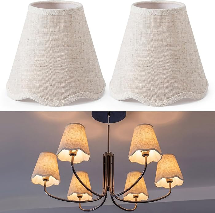 Glooglitter 2 Pcs Small Clip-on Chandelier Rattan Lamps Set Shade Scalloped Lampshade 3"top x 6"b... | Amazon (US)